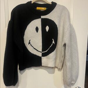 FARM Rio Black and White Smiley Sweater